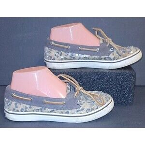 Sperry Top-Sider Shoe Bahama Boat Shoe Sequins Animal Print - Size 4